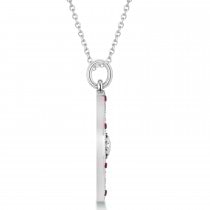 Compass Pendant Ruby & Diamond Accented 18k White Gold (0.19ct)