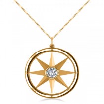Diamond Nautical Compass Pendant Necklace 14k Yellow Gold (0.66ct)