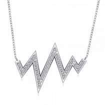 Diamond Heartbeat Vital Sign Pendant Necklace 14k White Gold (0.36ct)