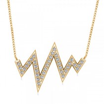 Diamond Heartbeat Vital Sign Pendant Necklace 14k Yellow Gold (0.36ct)