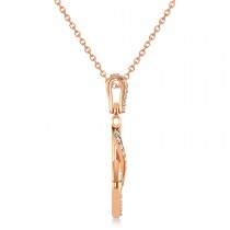 Diamond Ribbon Anchor Pendant Necklace 14K Rose Gold (0.35ct)