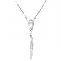Diamond Ribbon Anchor Pendant Necklace 14K White Gold (0.35ct)