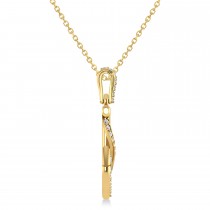 Diamond Ribbon Anchor Pendant Necklace 14K Yellow Gold (0.35ct)