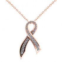 Awarness Ribbon Diamond Pendant Necklace 14k Rose Gold (0.28ct)