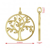 Large Diamond Tree of Life Pendant Necklace 14k Yellow Gold (0.15ct)
