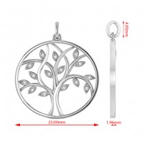 Medium Diamond Tree of Life Pendant Necklace 14k White Gold (0.08ct)