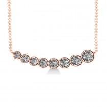 Graduated Diamond Curved Bar Pendant Necklace 14k Rose Gold (1.00ct)