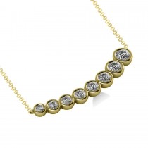 Graduated Diamond Curved Bar Pendant Necklace 14k Yellow Gold (1.00ct)