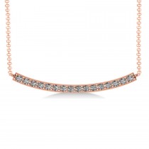 Curved Diamond Bar Pendant Necklace 14k Rose Gold (0.80ct)