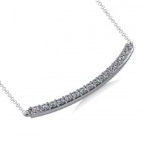 Curved Diamond Bar Pendant Necklace 14k White Gold (0.80ct)