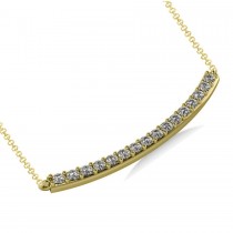 Curved Diamond Bar Pendant Necklace 14k Yellow Gold (0.80ct)