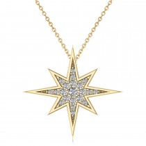 Diamond Adorned North Star Pendant Necklace 14k Yellow Gold (0.17ct)