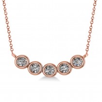 Bezel-set Five-Stone Diamond Pendant Necklace 14k Rose Gold (1.00ct)