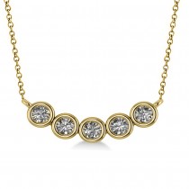 Bezel-set Five-Stone Diamond Pendant Necklace 14k Yellow Gold (1.00ct)