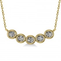 Bezel-set Five-Stone Diamond Pendant Necklace 14k Yellow Gold (2.00ct)