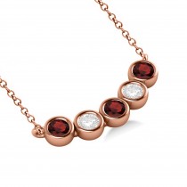 Diamond & Garnet 5-Stone Pendant Necklace 14k Rose Gold 1.00ct
