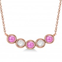 Diamond & Pink Sapphire 5-Stone Pendant Necklace 14k Rose Gold 1.00ct