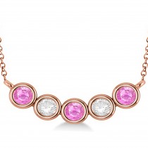 Diamond & Pink Sapphire 5-Stone Pendant Necklace 14k Rose Gold 2.00ct