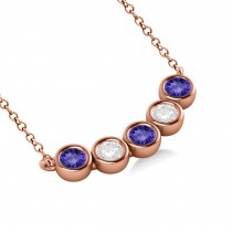 Diamond & Tanzanite 5-Stone Pendant Necklace 14k Rose Gold 1.00ct