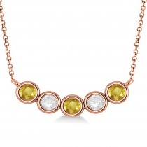 Diamond & Yellow Sapphire 5-Stone Pendant Necklace 14k Rose Gold 1.00ct