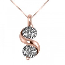 Diamond Swirl Two Stone Pendant Necklace 14k Rose Gold (1.00ct)
