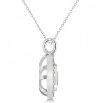 Opal Trillion Cut Halo Pendant Necklace 14k White Gold (1.11ct)