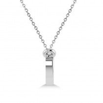 Double Hearts Plain Metal Pendant Necklace 14k White Gold