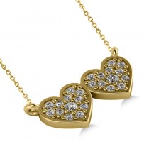 Double Heart Diamond Pendant Necklace 14k Yellow Gold (0.28ct)