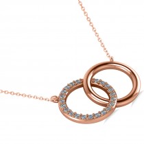 Interlocking Circular Diamond Pendant Necklace 14k Rose Gold (0.33ct)
