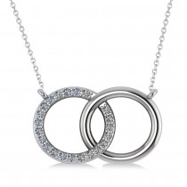 Interlocking Circular Diamond Pendant Necklace 14k White Gold (0.33ct)