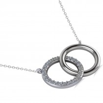 Interlocking Circular Diamond Pendant Necklace 14k White Gold (0.33ct)
