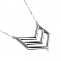 Triple Row Chevron Trapeze Pendant Necklace 14k White Gold