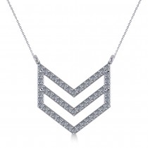 Diamond Chevron Trapeze Pendant Necklace 14k White Gold (0.53ct)