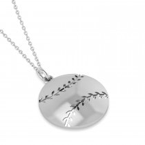 Baseball Charm Men's Pendant Necklace 14K White Gold