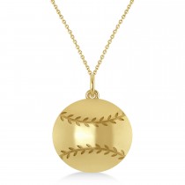 Baseball Charm Men's Pendant Necklace 14K Yellow Gold