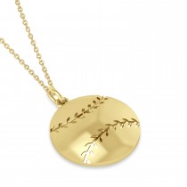 Baseball Charm Men's Pendant Necklace 14K Yellow Gold
