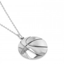 Basketball Charm Men's Pendant Necklace 14K White Gold