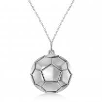 Soccer Ball Charm Pendant Necklace 14K White Gold