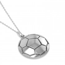 Soccer Ball Charm Men's Pendant Necklace 14K White Gold
