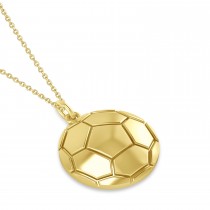 Soccer Ball Charm Men's Pendant Necklace 14K Yellow Gold