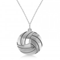 Volleyball Charm Pendant Necklace 14K White Gold