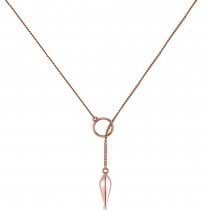 Circle & Free Form Lariat Pendant Necklace in 14k Rose Gold