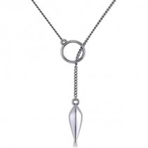 Circle & Free Form Lariat Pendant Necklace in 14k White Gold
