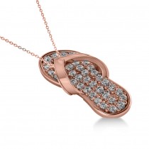 Diamond Summer Flip-Flop Pendant Necklace 14k Rose Gold (0.76ct)