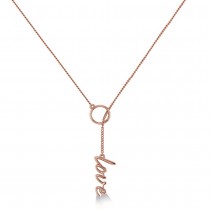 Circle & Love Pendant Lariat Y-Necklace in 14k Rose Gold