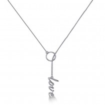 Circle & Love Pendant Lariat Y-Necklace in 14k White Gold
