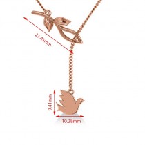 Vine & Dove Lariat Pendant Necklace 14k Rose Gold