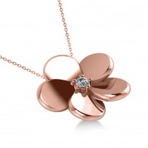 Diamond Flower Charm Pendant Necklace 14k Rose Gold (0.03ct)
