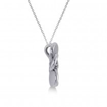 Diamond Flower Charm Pendant Necklace 14k White Gold (0.03ct)