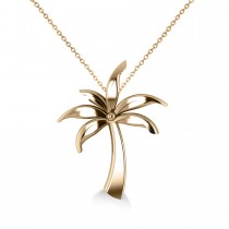 Summer Palm Tree Pendant Necklace in 14k Yellow Gold